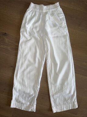 Abercrombie & Fitch White Elastic-Waist Linen-Blend Pants size XS
